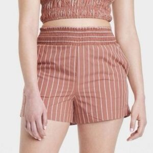 ♡ A New Day High Waist Brown Striped Shorts Size Small NWT
